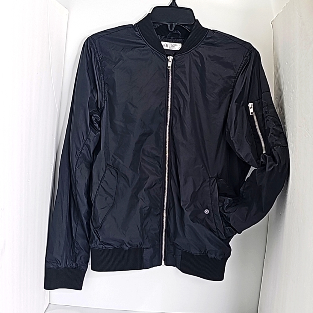 H&M Bomber Jacket Unisex Girls and Boys, 13-14Y, Black - Picture 2 of 10
